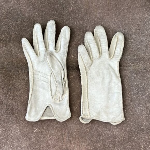 VTG Deerskin Crochet Leather Driving Gloves - Picture 2 of 5